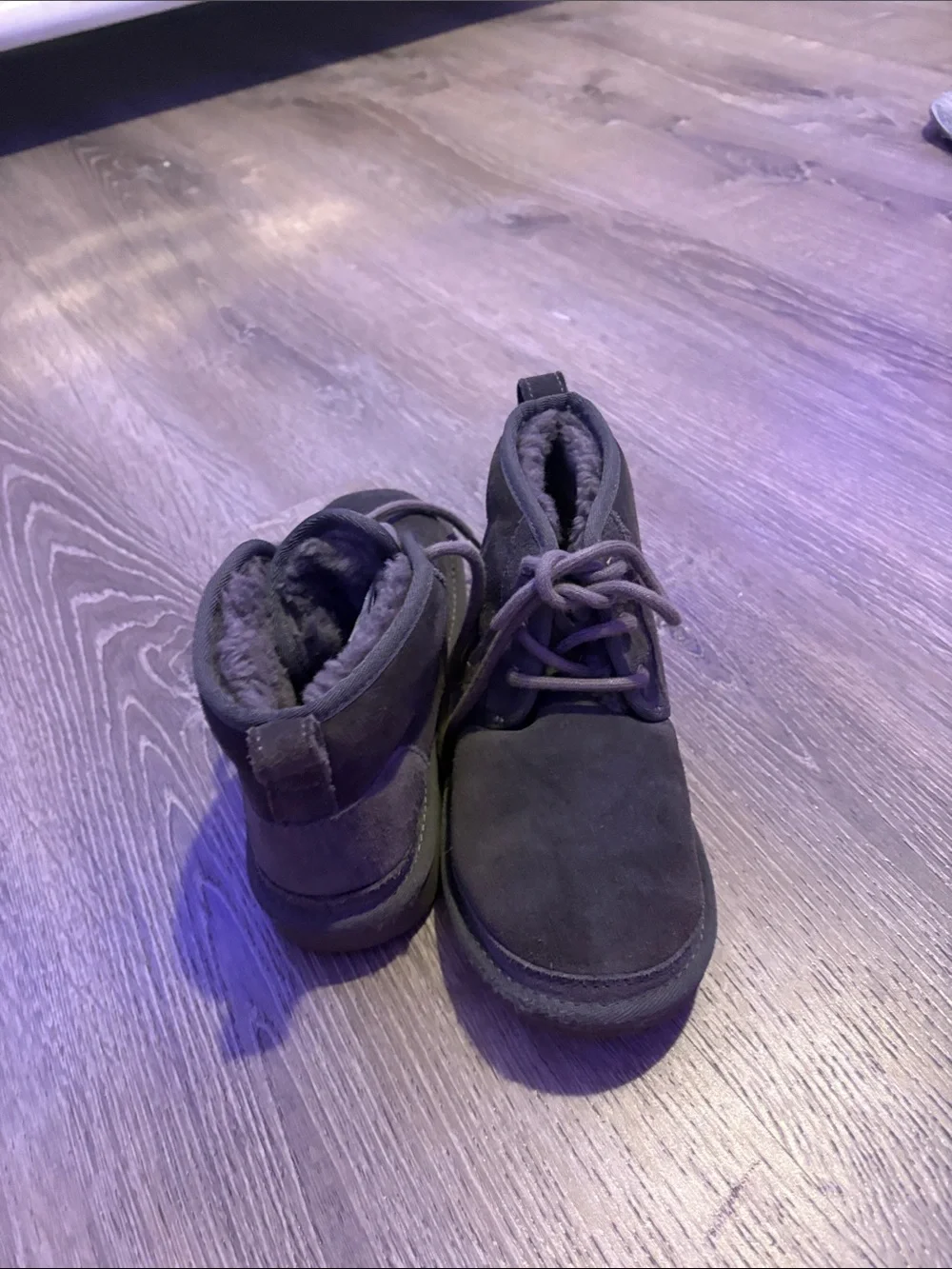 UGG Kids Dark Gray Lace-Up Suede Boots